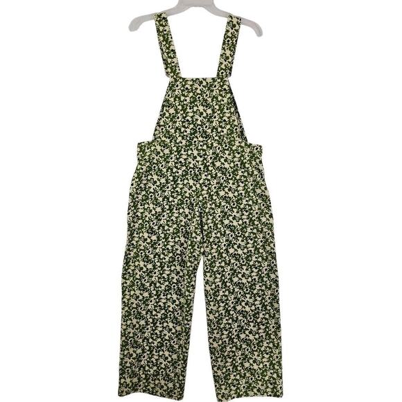 ZARA ~Woman Size S~ Green Floral Print Bib Jumpsuit Romper Cotton. - Picture 8 of 13